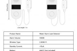 Tuya WiFi წყლის გაჟონვის სენსორი 130DB დინამიკით