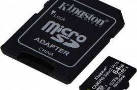 იყიდება ჩიპები Kingston 64GB microSDXC Class10, 10