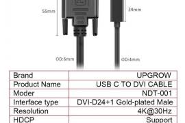 Upgrow USB C to DVI Cable 4K@30Hz Thunderbolt to D