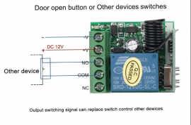 DC 12V 433 Mhz RF უსადენო დისტანციური მართვის გადა