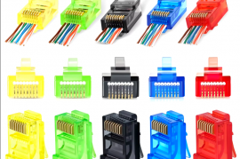 50 ცალი RJ45 Cat6 გადასასვლელი კონექტორებით, ფერებ