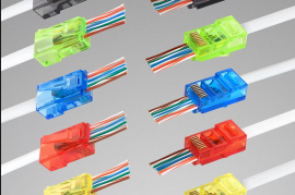 50 ცალი RJ45 Cat6 გადასასვლელი კონექტორებით, ფერებ