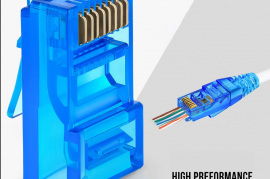 50 ცალი RJ45 Cat6 გადასასვლელი კონექტორებით, ფერებ