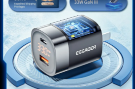 სწრაფი დამტენი ციფრული ეკრანით Essager 33W GaN USB